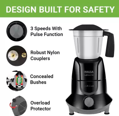 Inalsa MaxxBlend 750 Mixer Grinder (3 Jars, Black) Inalsa MaxxBlend 750 Mixer Grinder (3 Jars, Black)